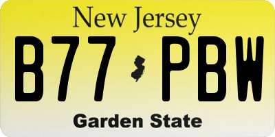 NJ license plate B77PBW