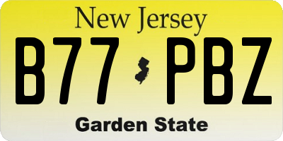 NJ license plate B77PBZ