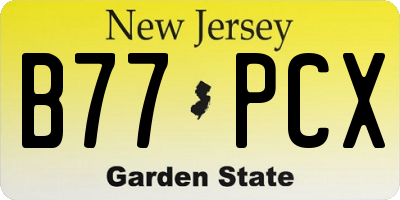 NJ license plate B77PCX