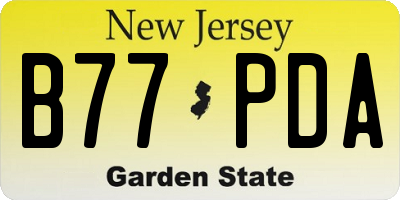 NJ license plate B77PDA