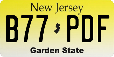 NJ license plate B77PDF