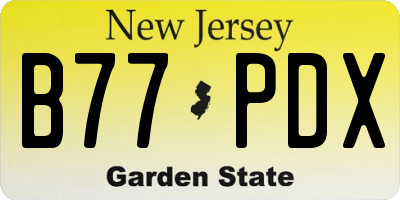NJ license plate B77PDX