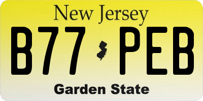 NJ license plate B77PEB