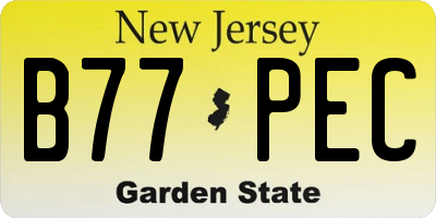 NJ license plate B77PEC