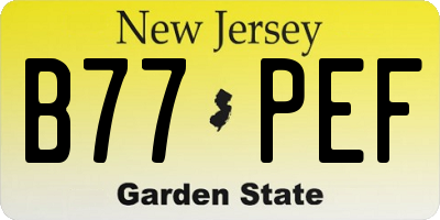 NJ license plate B77PEF