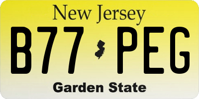 NJ license plate B77PEG