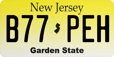 NJ license plate B77PEH