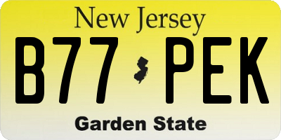 NJ license plate B77PEK