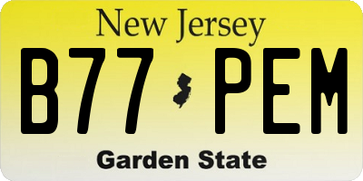 NJ license plate B77PEM