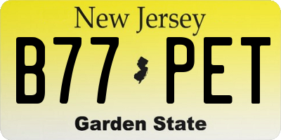 NJ license plate B77PET