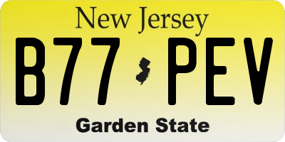 NJ license plate B77PEV