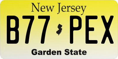 NJ license plate B77PEX
