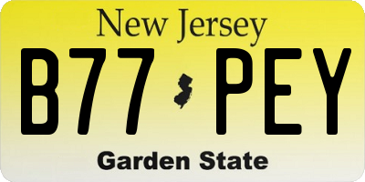 NJ license plate B77PEY