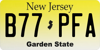 NJ license plate B77PFA