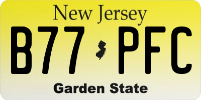 NJ license plate B77PFC