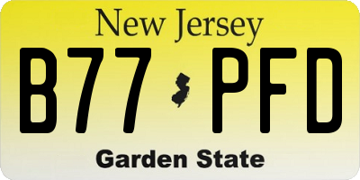 NJ license plate B77PFD