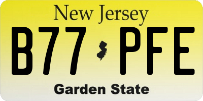NJ license plate B77PFE