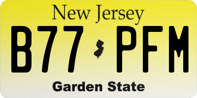 NJ license plate B77PFM