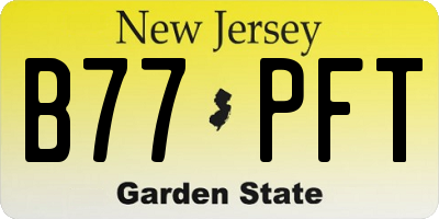 NJ license plate B77PFT