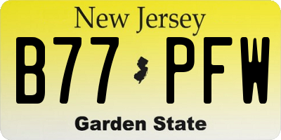 NJ license plate B77PFW