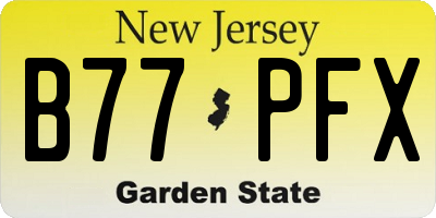 NJ license plate B77PFX