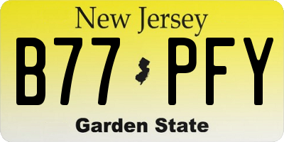 NJ license plate B77PFY