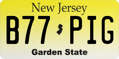 NJ license plate B77PIG