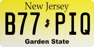 NJ license plate B77PIQ