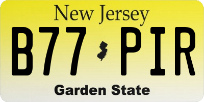 NJ license plate B77PIR