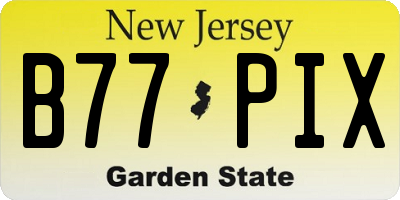 NJ license plate B77PIX