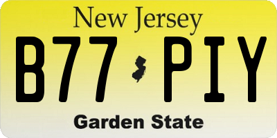 NJ license plate B77PIY