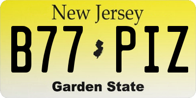 NJ license plate B77PIZ