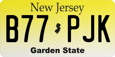 NJ license plate B77PJK