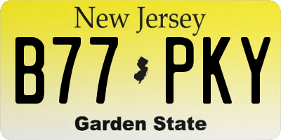 NJ license plate B77PKY