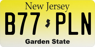 NJ license plate B77PLN