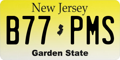 NJ license plate B77PMS
