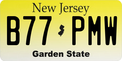 NJ license plate B77PMW