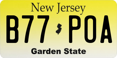 NJ license plate B77POA