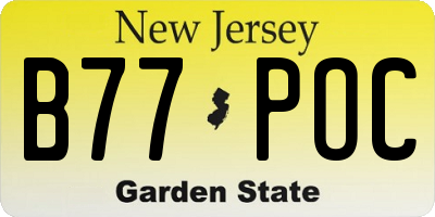 NJ license plate B77POC
