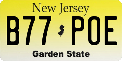NJ license plate B77POE