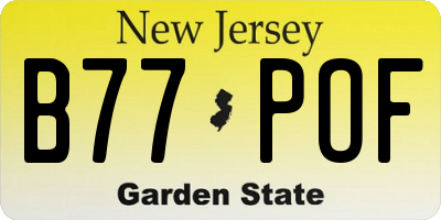 NJ license plate B77POF