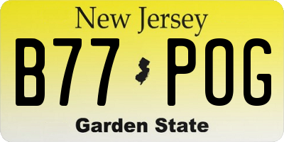 NJ license plate B77POG