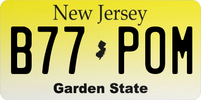 NJ license plate B77POM