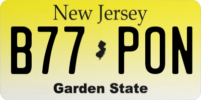 NJ license plate B77PON