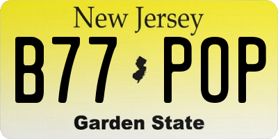 NJ license plate B77POP
