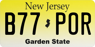 NJ license plate B77POR
