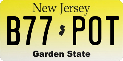 NJ license plate B77POT