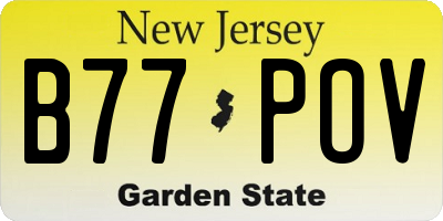 NJ license plate B77POV