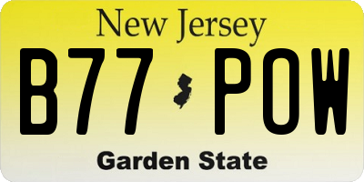 NJ license plate B77POW