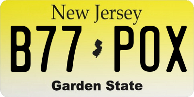 NJ license plate B77POX